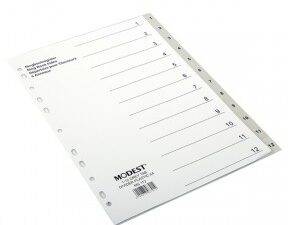 School Stationery Supplies Divider PVC A4 1-12 Tab Grey Modest- MS 112 - Image 1