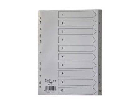 Divider ,PVC A4 1-10 Tabs Grey Deluxe - Image 1
