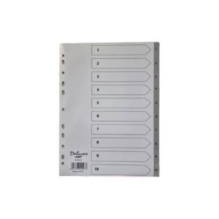 Divider ,PVC A4 1-10 Tabs Grey Deluxe