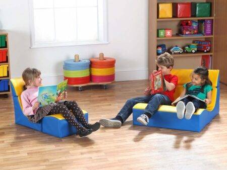 Ergo Vari Double Sofa Blue & Yellow-EYR - Image 1