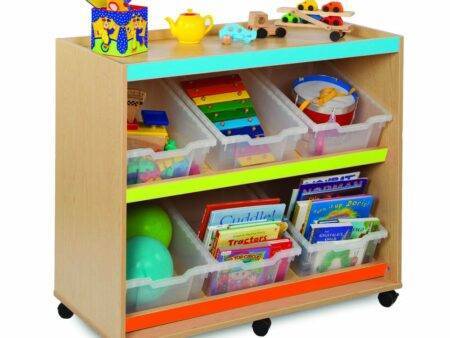 Angled Tray Unit With Inset Lid 6 Deep Trays With Multi Coloured Trim-EYR - Image 1