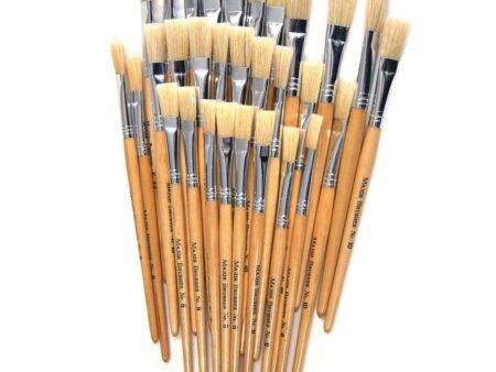 Short Flat Paint Brushes Assortment-EYR - Image 1
