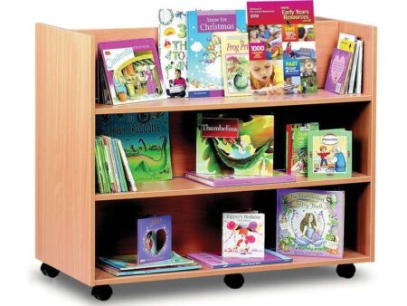 Library Shelf Unit C - 3 Straight Shelves Double Sided-EYR - Image 1