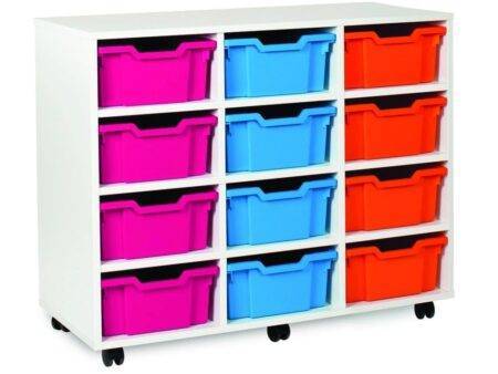 12 Deep Tray Storage Unit - White Finish-EYR - Image 1