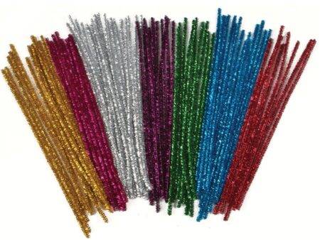 Metallic Tinsel Pipe Cleaners - 30cm-EYR - Image 1