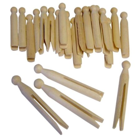 School Stationery Supplies Wooden Dolly Pegs Pack 24-MB - Image 1