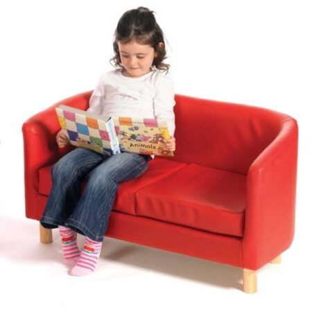 Ritz Red Children's 2 Seater Sofa-EYR - Image 1