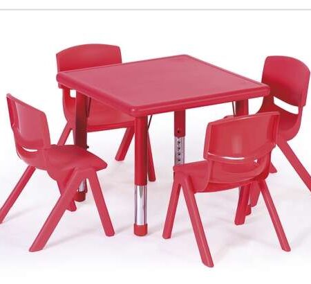 School Stationery Supplies Plastic Square Table Red with Adjustable Legs **-CICA - Image 1