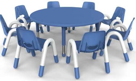 School Stationery Supplies Plastic Round Table Blue with Adjustable Legs **-CICA - Image 1