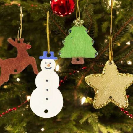 Wooden Christmas Tree Decorations (Pack of 54)-EYR