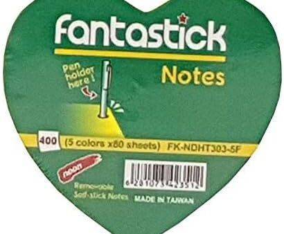 FANTASTICK STICKY NOTES HEART DESIGN 400SHTS/PKT - Image 1
