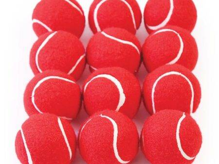 COLOURED TENNIS STYLE BALL  RED, SET OF 12-BS - Image 1