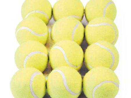 COLOURED TENNIS STYLE BALL  YELLOW, SET OF 12-BS - Image 1