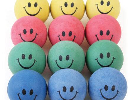 RUBBER SPONGE HAPPY FACE BALL  57MM, SET OF 12-BS - Image 1