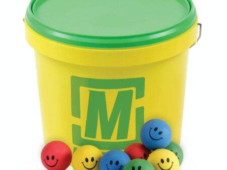 RUBBER SPONGE HAPPY FACE BALL 57MM, BUCKET OF 48-BS - Image 1