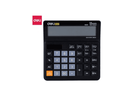 Deli LCD Display Screen Calculator, Black - Image 1