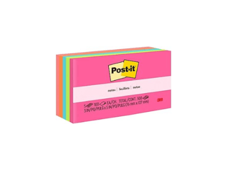 Post-It Pads 3 x 5 Neon - Image 1