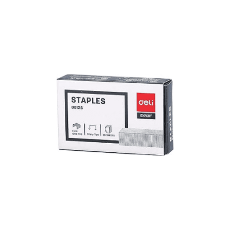 School Stationery Supplies Deli E0012N Staple Pin 26/6 Pack Of 1000 Pcs - Image 1