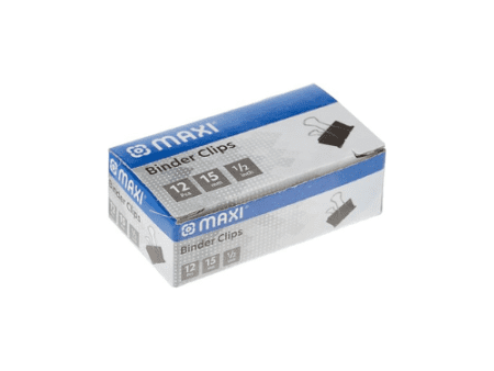 MAXI BINDER CLIP 15MM BOX OF 12PC BLACK - Image 1