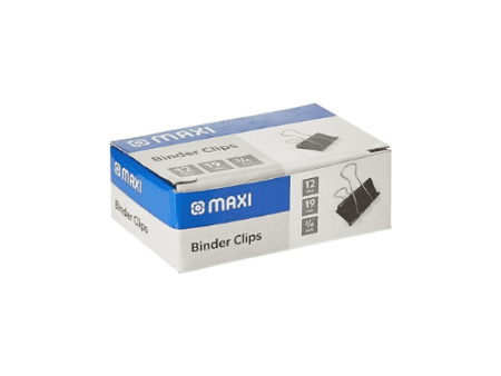 Maxi BCL19 19MM BINDER CLIP BOX OF 12PC BLACK - Image 1