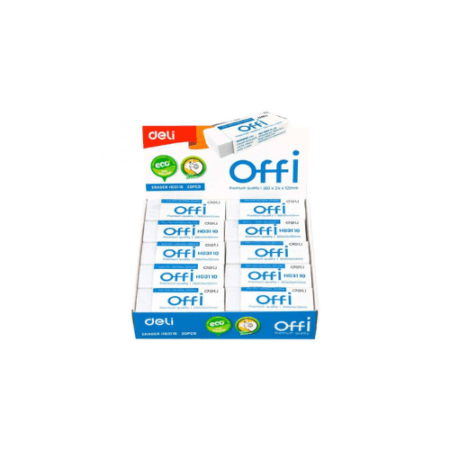 Deli Box/20 Pcs Offi Eraser - White