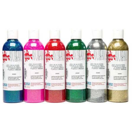 School Stationery Supplies SCOLA ARTMIX GLITTER ASSORTED COLOURS 6X300ML SET