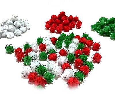 SCO POM POMS FESTIVE GLITTER ASSORTED 25MM 130PCS-DR - Image 1