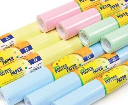SCOLA COLOURS DISPLAY PAPER ROLLS STOCKROOM ASSORTMENT 760MMX10M PASTEL COLOURS 10PCS - Image 1