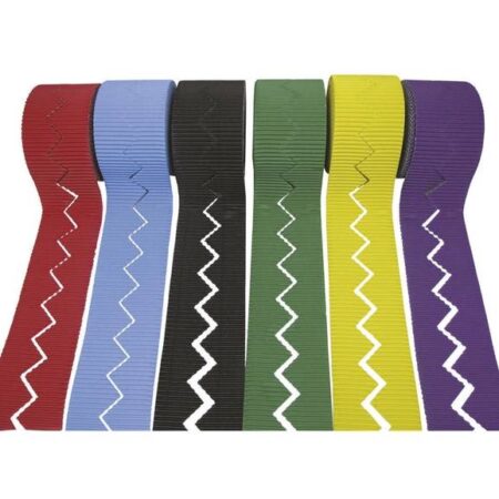 SCOLA CORRUGATED DECORATIVE BORDER ROLLS ZIG-ZAG ASSORTED 6PCS - Image 1