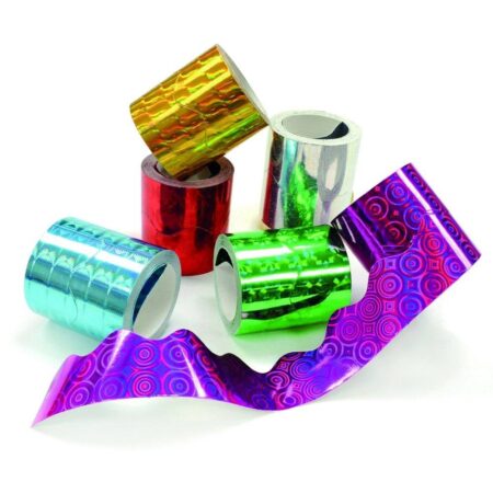 School Stationery Supplies SCOLA CARD DECORATIVE BORDER ROLLS ASSORTED HOLOGRAPHIC 57MMX15M 6PCS