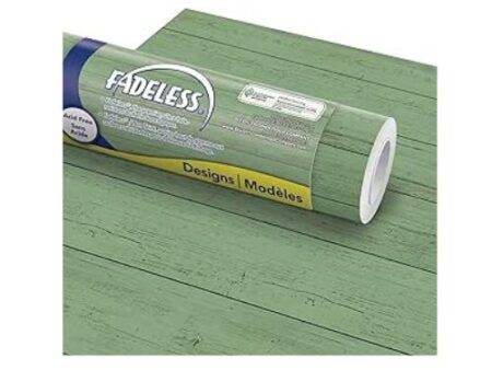 PAC FADELESS DISPLAY PAPER ROLL 1218MMX3.6M TEXTURED MINT SHIPLAP 1PC-DR - Image 1