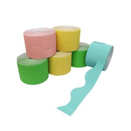 School Stationery Supplies SCOLA CARD DECORATIVE BORDER ROLLS ASSORTED PASTELS 57MMX15M 6PCS