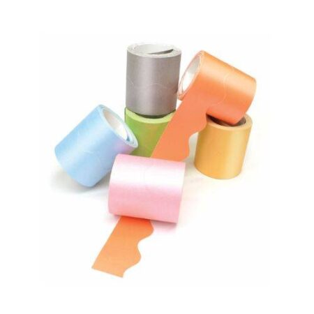 School Stationery Supplies SCOLA CARD DECORATIVE BORDER ROLLS ASSORTED PEARLESCENT 57MMX15M 6PCS