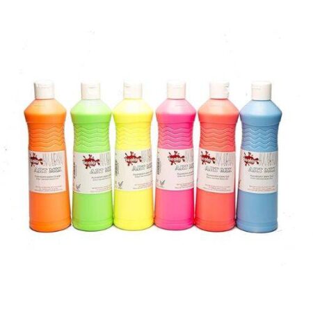SCOLA ARTMIX FLUORESCENT ASSORTED COLOURS 6X300ML SET - Image 1