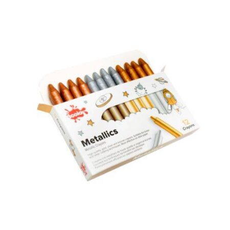 SCOLA METALLIC CRYAYONS ASSORTED GLD/SLV/BRNZ 12PCS - Image 1