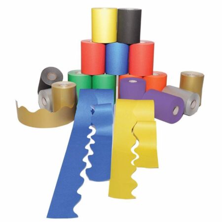 SCOLA DECORATIVE PAPER BORDER ROLL SCALLOPED BUMPER PACK 100MMX50M 18PCS - Image 1