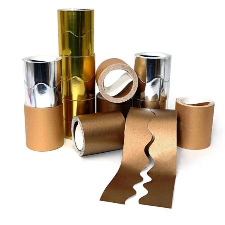 School Stationery Supplies SCOLA CARD DECORATIVE BORDERS METALLIC 57MMX15M 12PCS