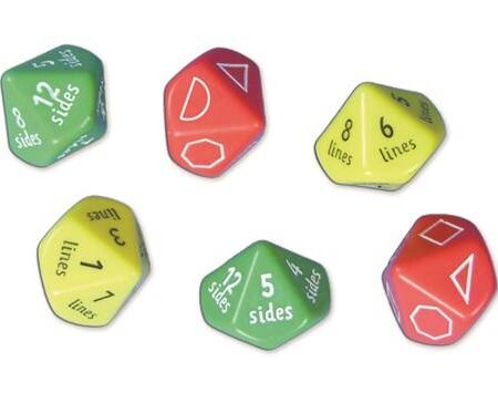School Stationery Supplies 2D Shape Dice - Pk 6 - Image 1
