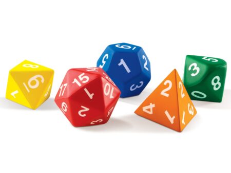 Learning Resources Jumbo Foam Polyhedral Dice, 5 Dice, 4, 8, 10, 20 Sides, Ages 5+ - Image 1