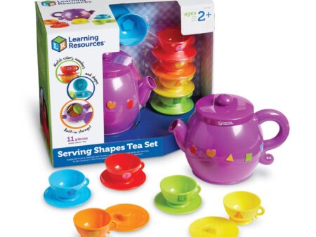 Learning Resources Serving Shapes Tea Set, Color Recognition and Counting Toy, 11 Pieces, Ages 2+,Multicolor - Image 1