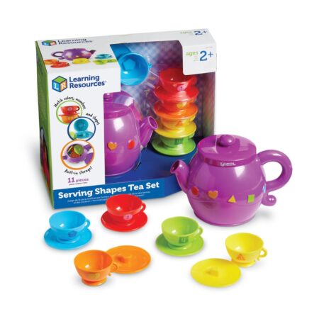 Learning Resources Serving Shapes Tea Set, Color Recognition and Counting Toy, 11 Pieces, Ages 2+,Multicolor - Image 1