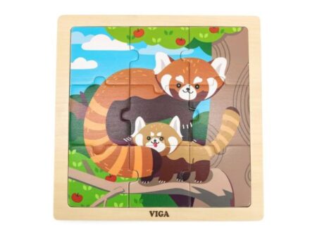 Wooden 9-Piece-Puzzle  - Red Panda - Image 1