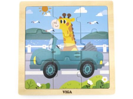 Wooden 9-Piece-Puzzle  - Car - Image 1