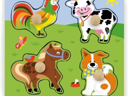 Flat Puzzle w/Big Wooden Knob - Farm Animals - Image 1