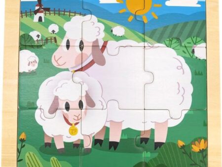 Wooden 9-Piece-Puzzle  - Sheep - Image 1