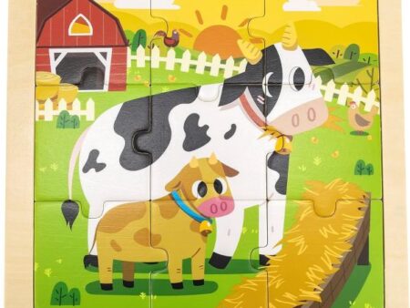 Wooden 9-Piece-Puzzle  - Cow - Image 1