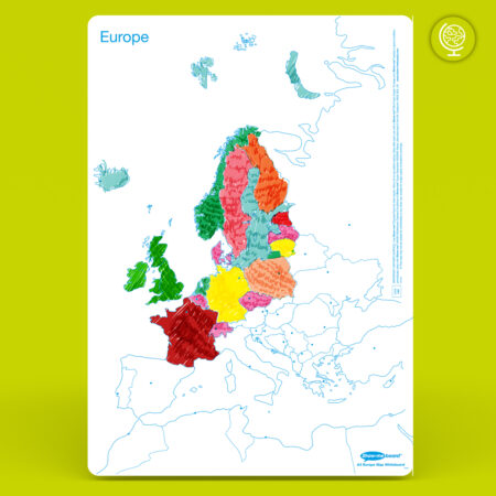 School Stationery Supplies Pack 5 Show-me A3 Drywipe Map Boards UK/Europe c/w Pens and Erasers - Image 1