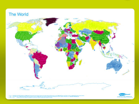 Pack 5 Show-me A3 Drywipe Map Boards UK/World c/w Pens and Erasers - Image 1