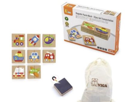 Magnetic Puzzle Block  32pcs Set Transportation - Image 1