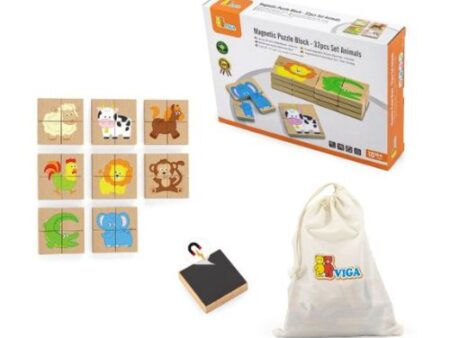 Magnetic Puzzle Block - 32pcs Set Animals - Image 1